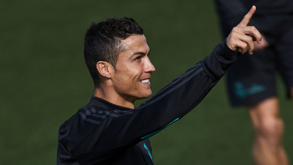 Cristiano, durante un entrenamiento con el Real Madrid.