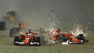 El accidente entre Vettel y Raikkonen en Singaupor