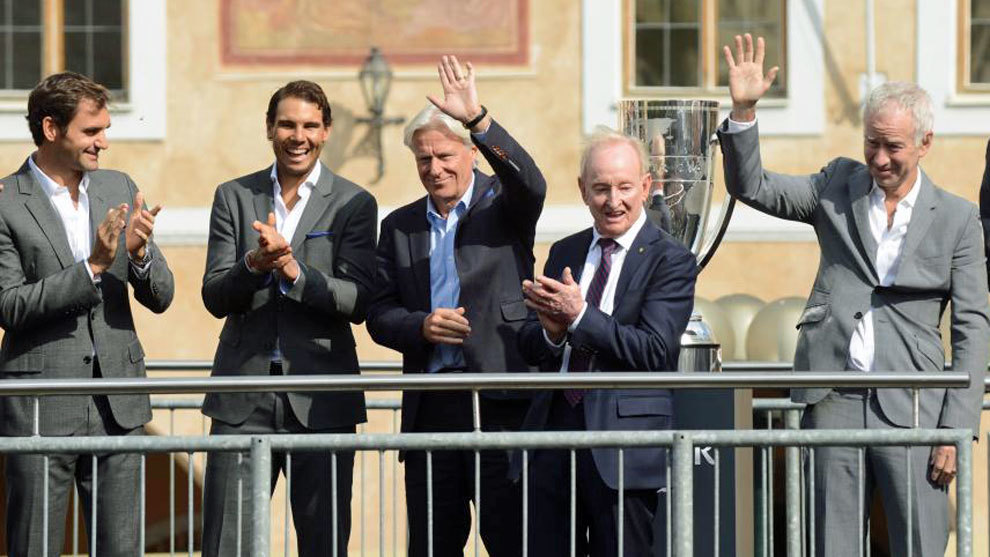 Federer, Nadal, Borg, Laver y McEnroe, en la presentacin del torneo.
