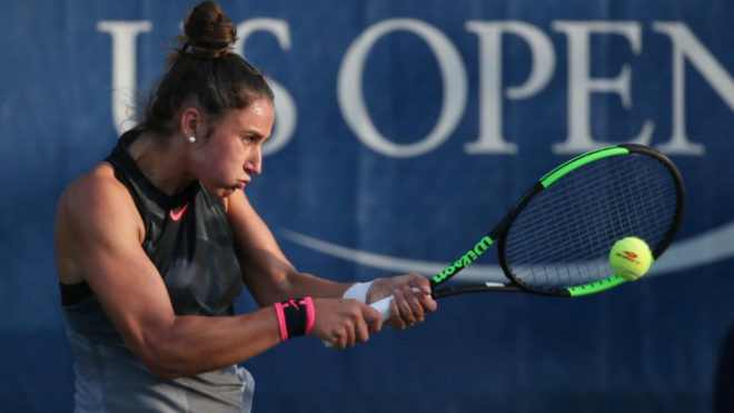 Sara Sorribes durante un partido en el US Open.