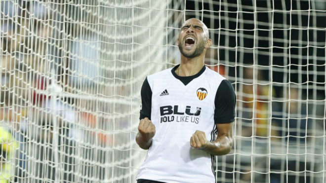 Zaza celebra un gol con el Valencia