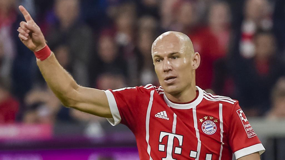 Robben celebrando un gol con el Bayern de Munich