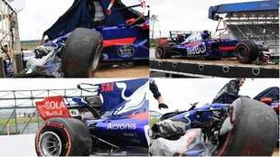 El Toro Rosso de Sainz tras el accidente este viernes