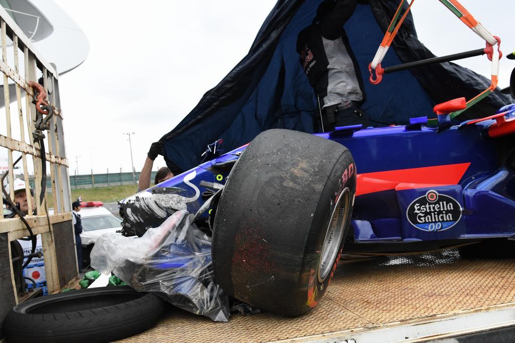 Detalle del monoplaza de Sainz tras el accidente