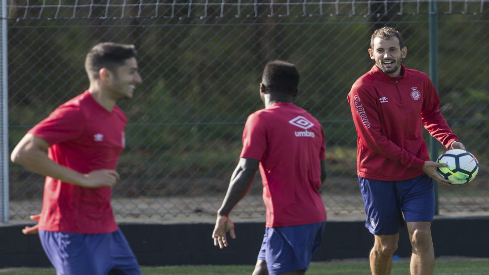 Jugadores del Girona durante un entrenamiento