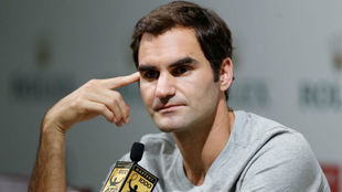 Federer, durante la rueda de prensa