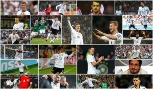 Mosaico con todos los goleadores de Alemania durante la fase de...