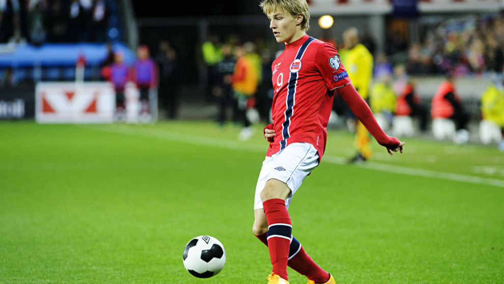 Odegaard, en un partido con Noruega.