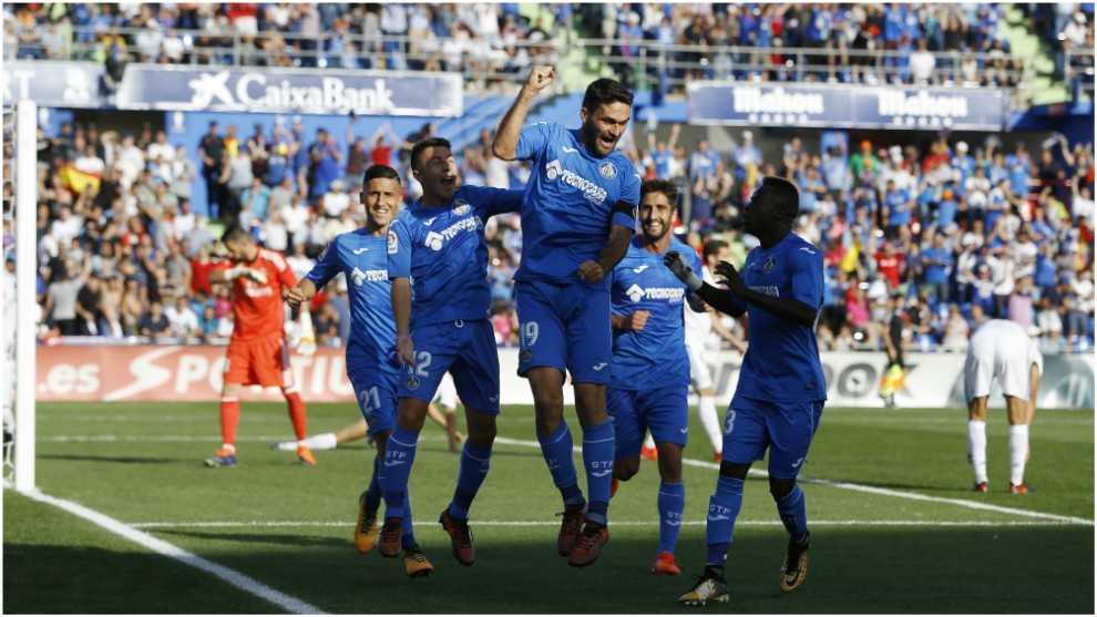 Jorge Molina celebra su gol ante el Real Madrid
