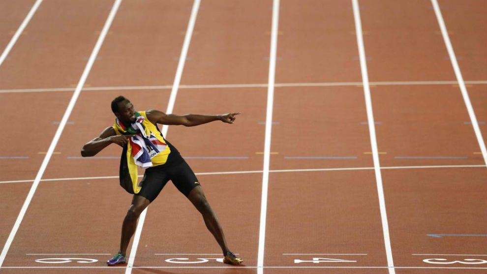 Usain Bolt durante los Mundiales de Atletismo de Londres.