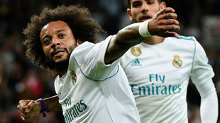 Marcelo celebra su gol ante el Eibar