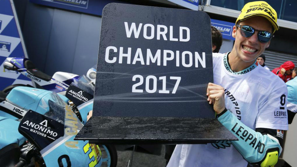 Joan Mir, tras proclamarse campen de Moto3 en Phillip Island