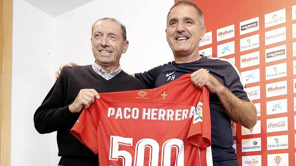 Paco Herrera, junto a Quini, celebrar este sbado su partido 500...