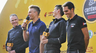 Alberto Contador durante la previa del Tour de Francia Shanghi.