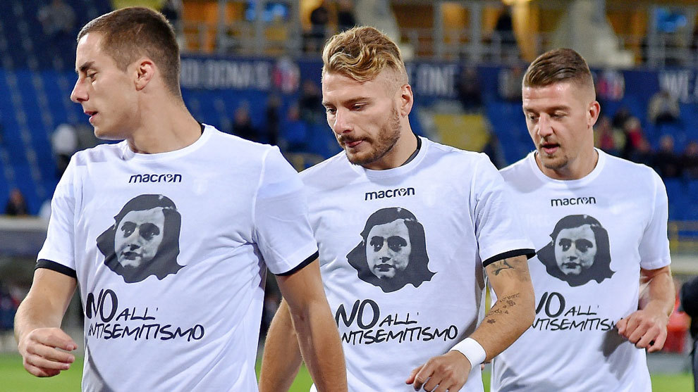 La Lazio homenaje a Ana Frank con una camiseta de rechazo al...