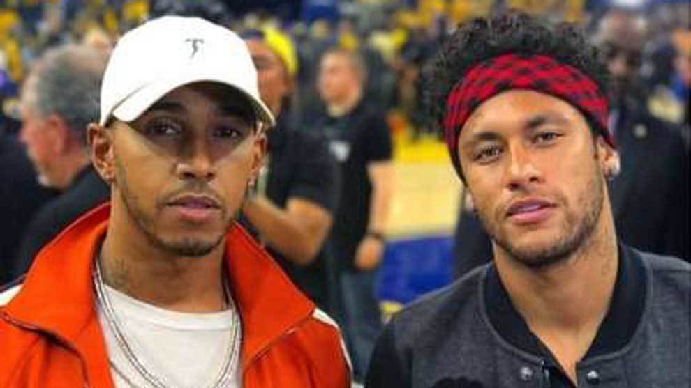 Neymar y Hamilton, juntos en un partido de baloncesto
