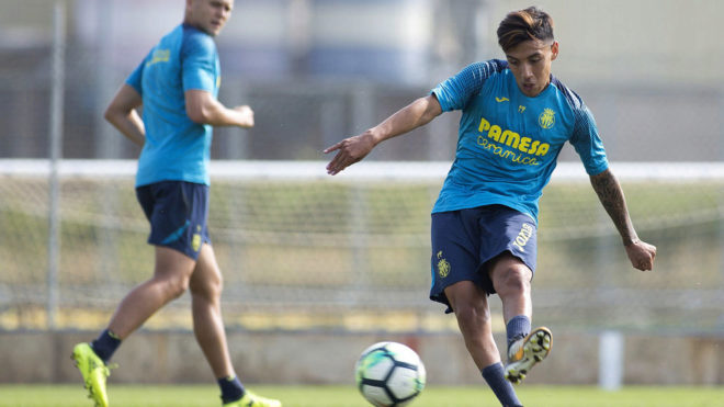 Leo Surez en un entrenamiento con el Villarreal.
