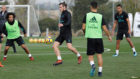 Bale, durante el entrenamiento en Valdebebas.