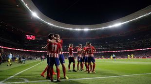 Los jugadores del Atltico celebran un gol en el Wanda Metropolitano.
