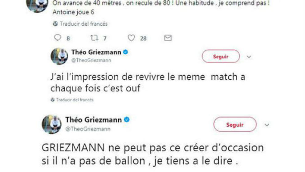 Los tweets de Griezmann criticando el juego del Atltico.