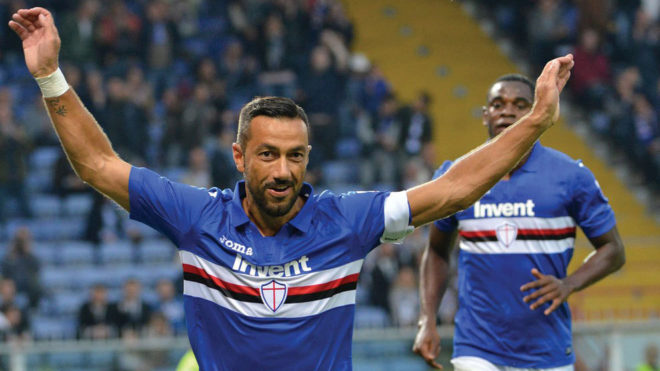 Quagliarella celebra su gol al Genoa.