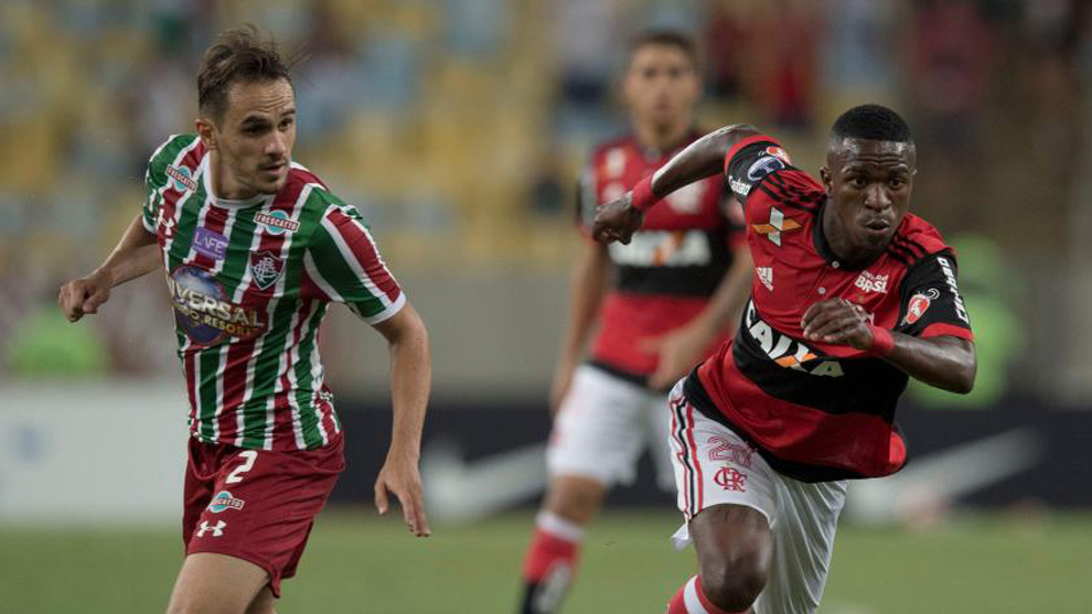 Vinicius Jr. (17), en un partido entre el Flamengo y el Fluminense