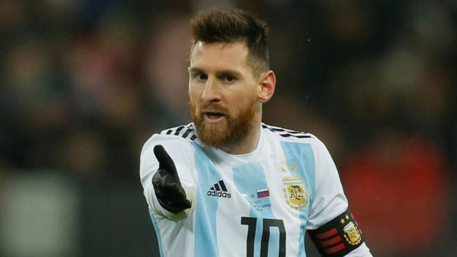 Messi, durante el Rusia-Argentina.