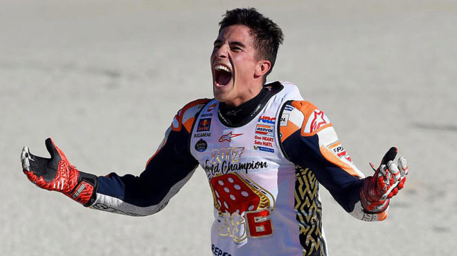 Mrquez celebra su cuarto ttulo de MotoGP.