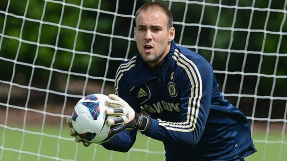 Matej Delac durante un entrenamiento con el Chelsea