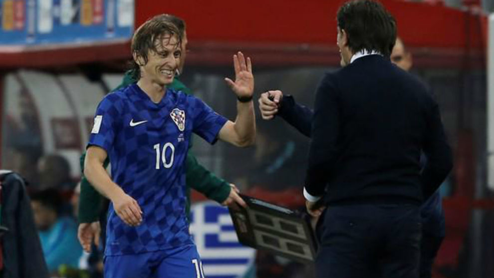 Modric celebra la clasificacin para el Mundial de Croacia.