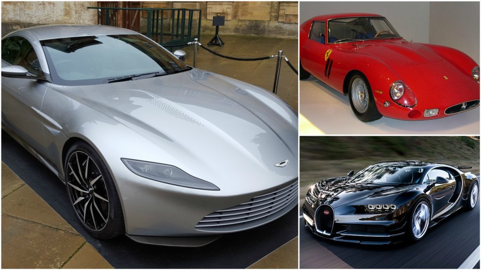 El Aston Martin DB10, el Ferrari 250 GTO y el Bugatti Chiron.