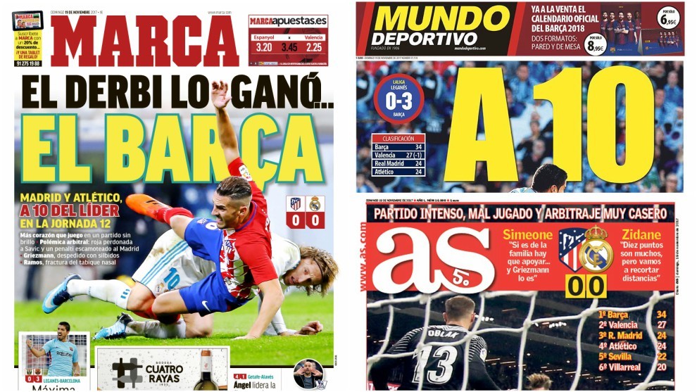 Revista de prensa: Así vienen las portadas deportivas tras el derbi - El  derbi, la distancia de diez puntos con el... 