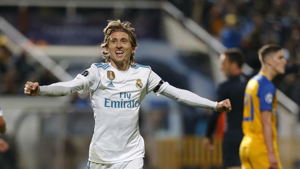 Modric celebra su gol ante el APOEL