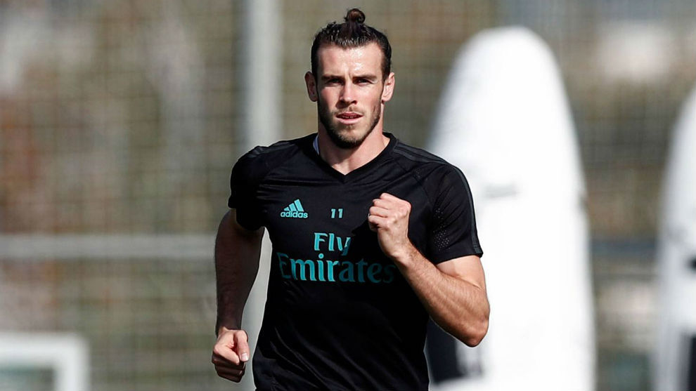 Gareth Bale en un entrenamiento con el Madrid