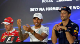 Vettel, Hamilton y Ricciardo.