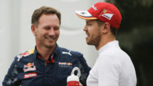 Horner y Vettel.