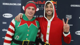 Verstappen y Ricciardo, disfrazados.
