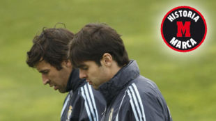 Ral y Kak en un entrenamiento del Madrid en 2010.