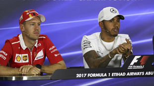 Vettel y Hamilton, en una rueda de prensa esta temporada