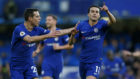 Pedro celebra junto a Azpilicueta el tercer gol del Chelsea.