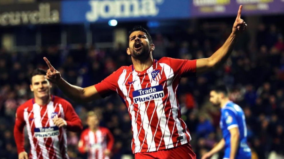 Diego Costa celebra su gol ante el Lleida