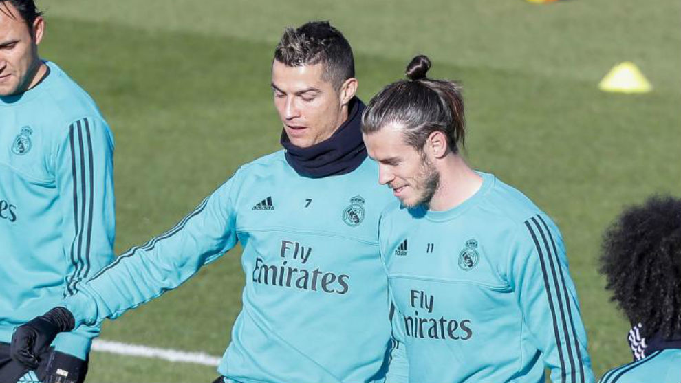 Cristiano y Bale durante la ltima sesin antes del Celta