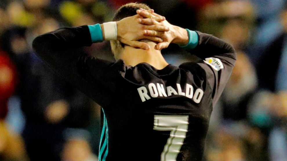 Cristiano Ronaldo lamentndose durante el partido ante el Celta.