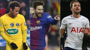 Neymar, Messi y Harry Kane, los jugadores con mayor valor de mercado.