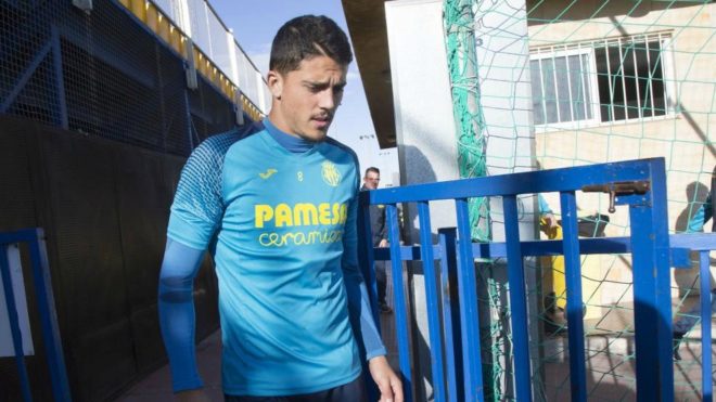 Fornals, durante un entrenamiento con el Villarreal.
