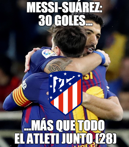 Messi-Suarez: 30 goals.... More than all of Atleti put together (28)