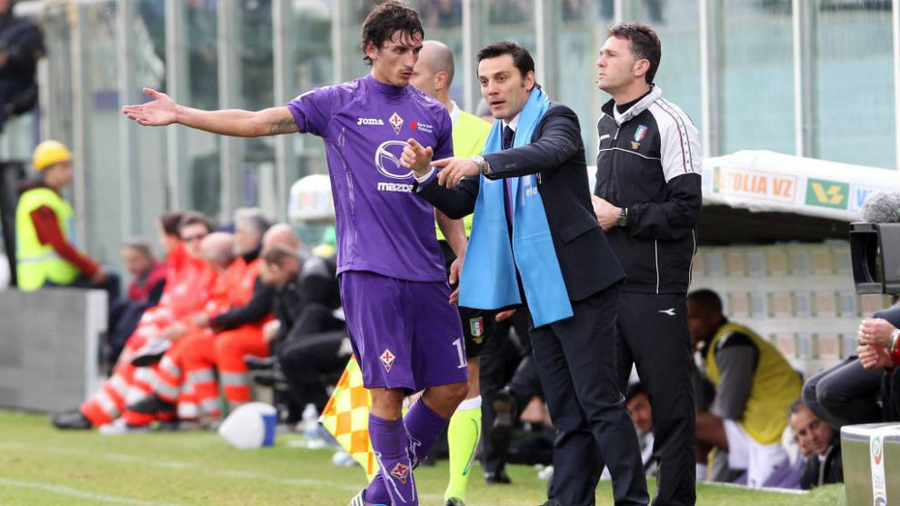 Savic, junto a Montella en su etapa en la Fiorentina.