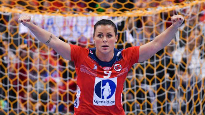 Nora Mrk celebra un gol con Noruega en el pasado Mundial
