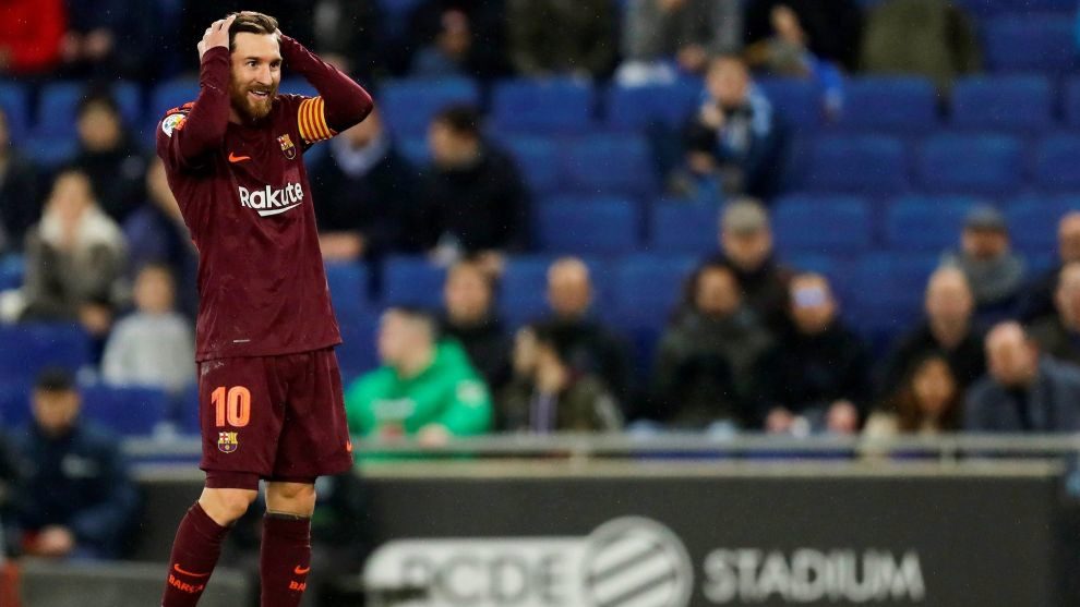 Leo Messi tras fallar su penalti contra el Espanyol