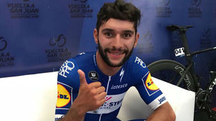 Fernando Gaviria, tan fresco y feliz tras ganar su primer esprint de...